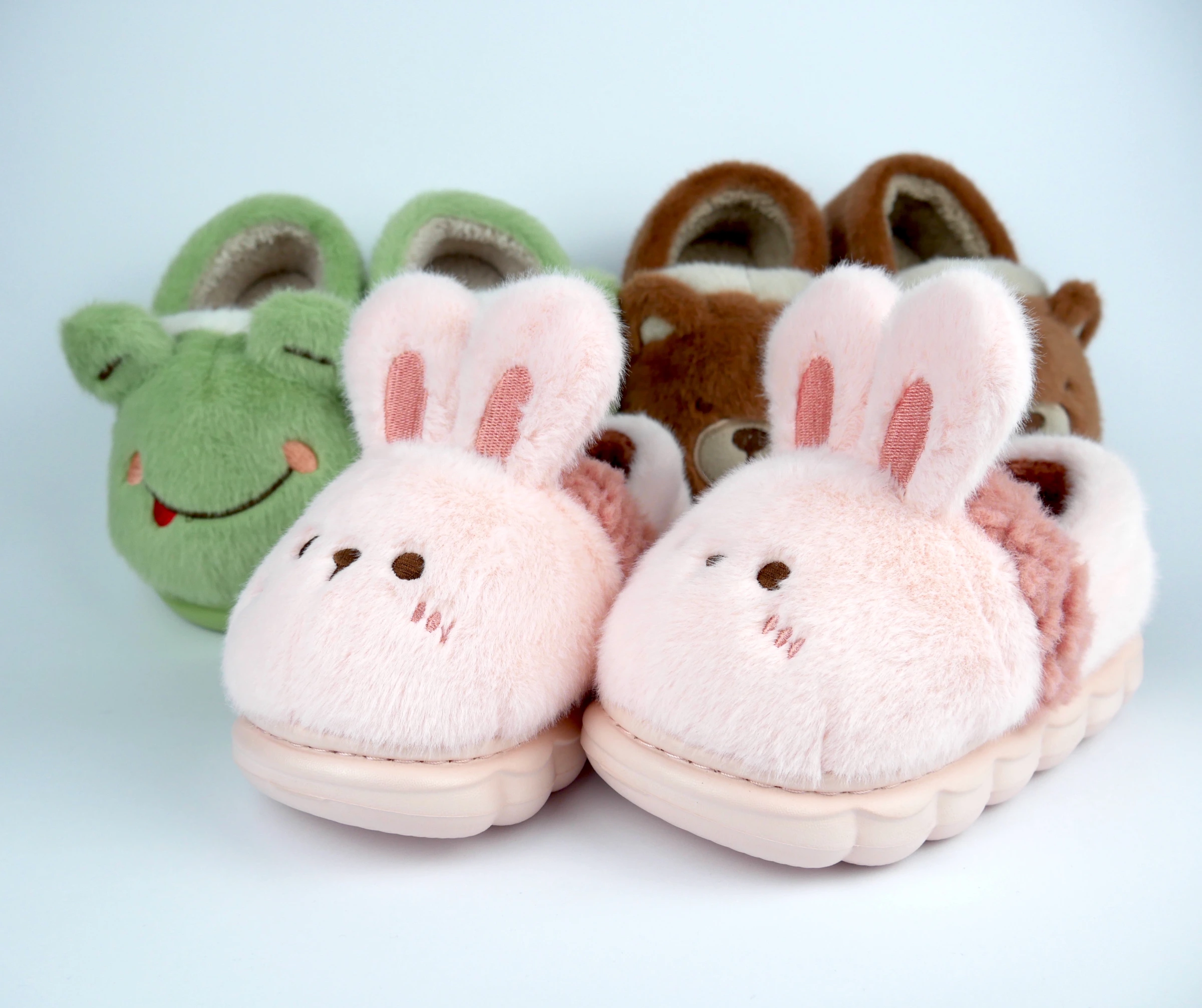 Пухнасті дитячі тапочки Bunny з вушками зайчика — підошва